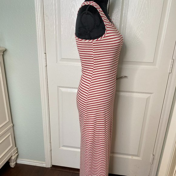ING Womens Red & White Striped Tank Maxi Dress S Coastal Beach Festival Resort - Picture 3 of 9